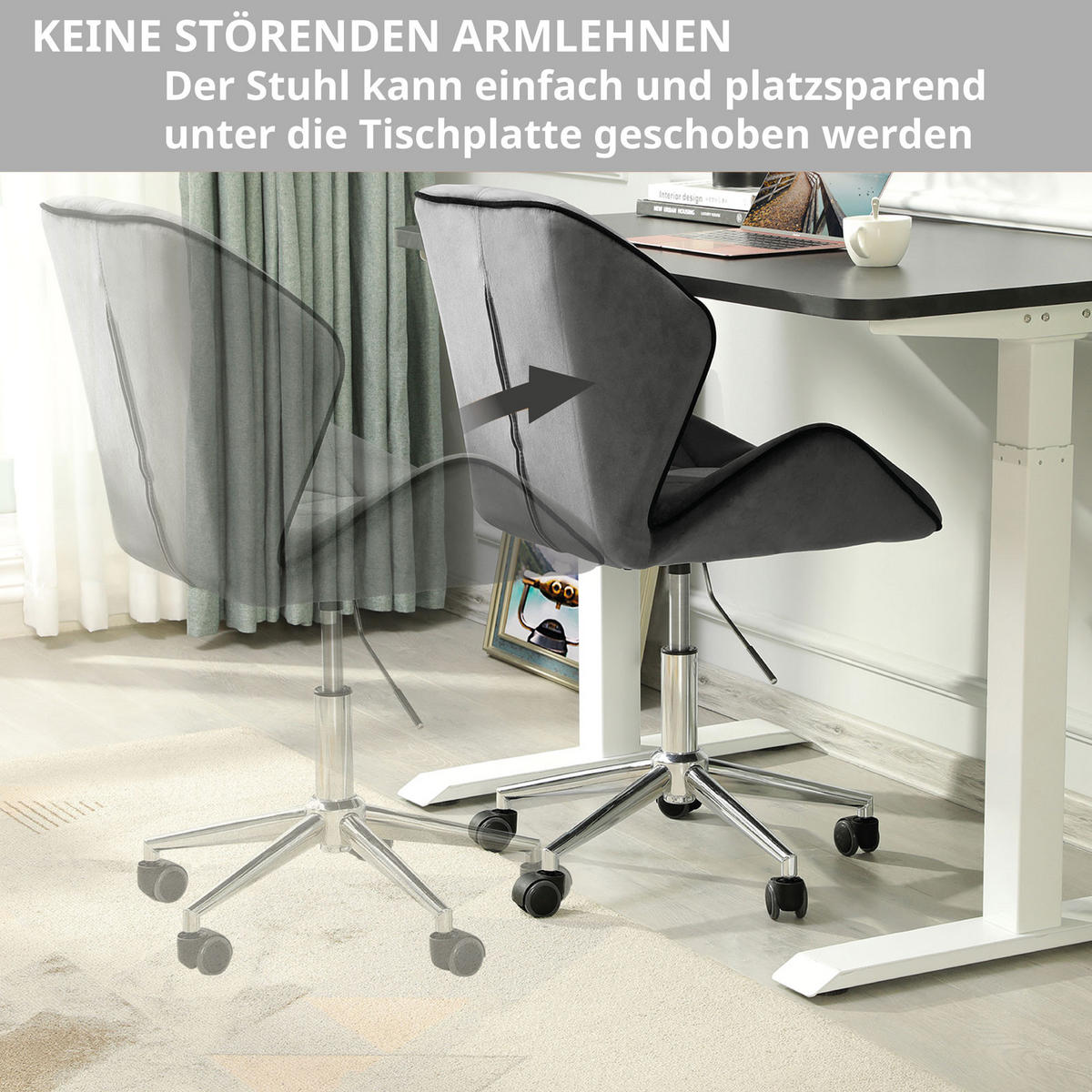 SCHREIBTISCHSTUHL Diamant Steppung Hellgrau - Grau, Textil (57/76/54cm) - SVITA