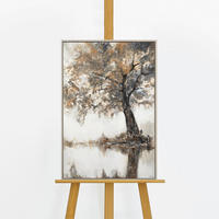 GEMÄLDE Lyrischer Baum Schattenfugenrahmen Beige 60x40 cm - Beige, Holz (60/40cm) - YS-art gallery