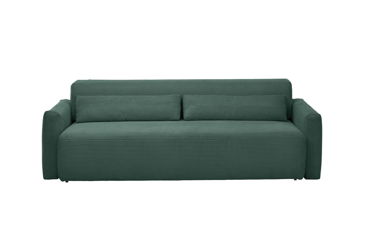 SCHLAFSOFA NEO Smaragdgrün Cord - Smaragdgrün/Schwarz, Kunststoff/Textil (233/75/108cm) - KAWOLA