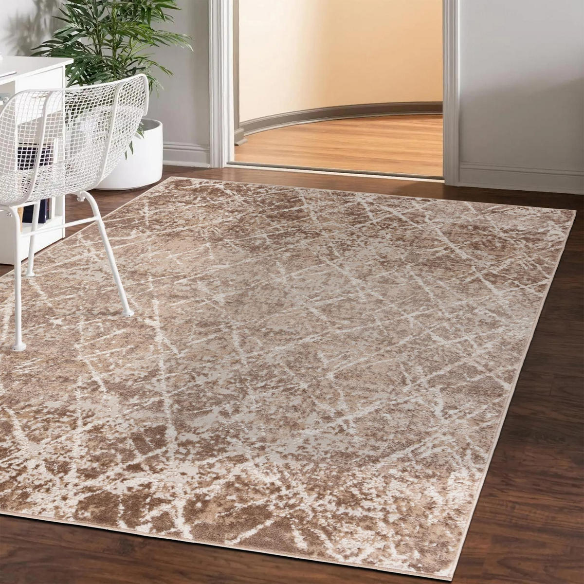 KOBEREC béžový krémový abstraktný - 80 x 150 cm - svetlohnedá, textil (80/150cm) - Mazovia