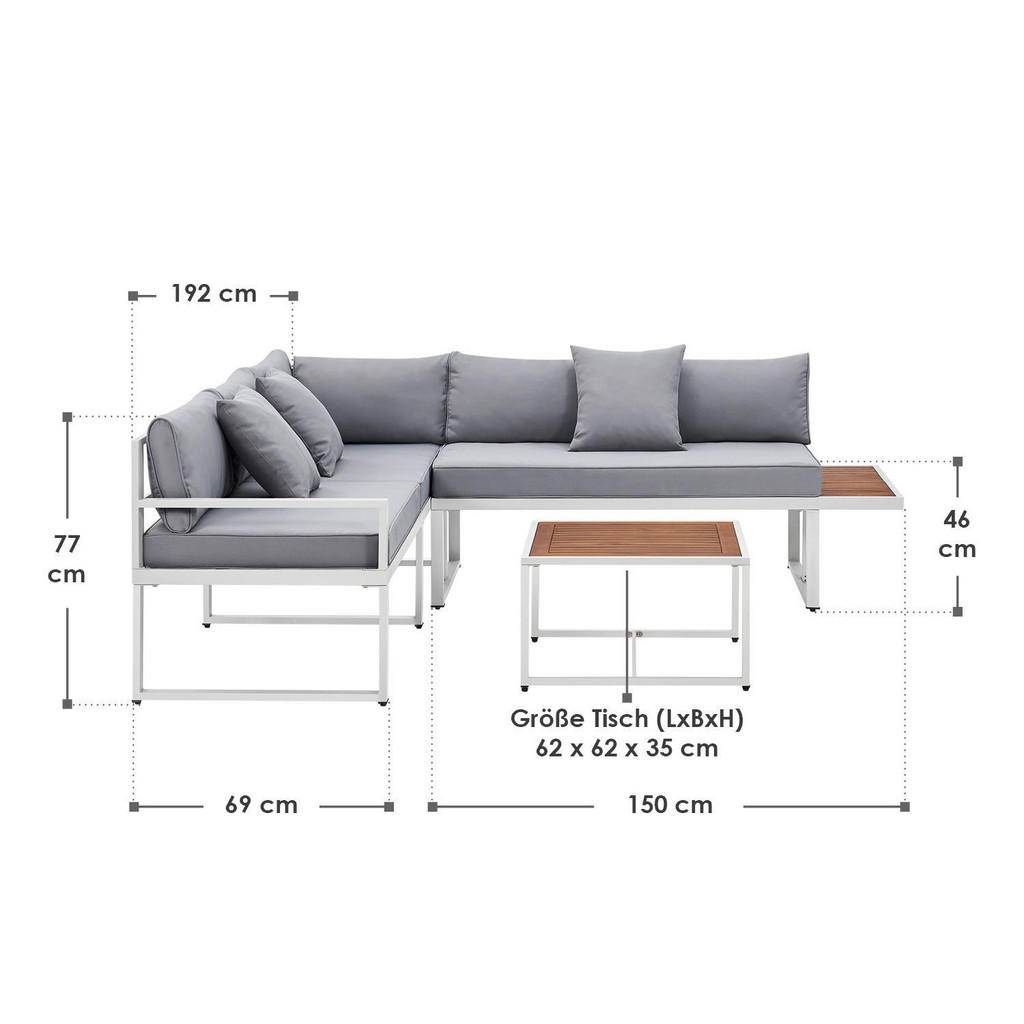 Thumbnail - Juskys Loungegarnitur, Weiß, Metall, 2, Loungemöbel, Loungemöbel-Sets