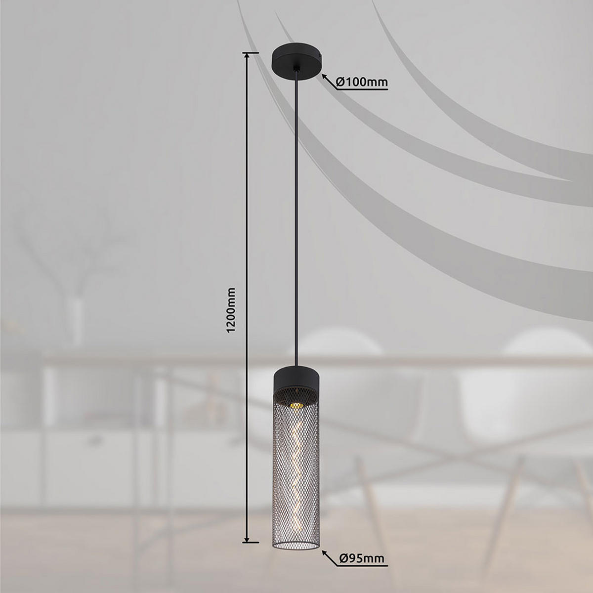2X HÄNGELEUCHTE Metall Schwarz - Schwarz, Metall (10/10/120cm) - Globo Lighting