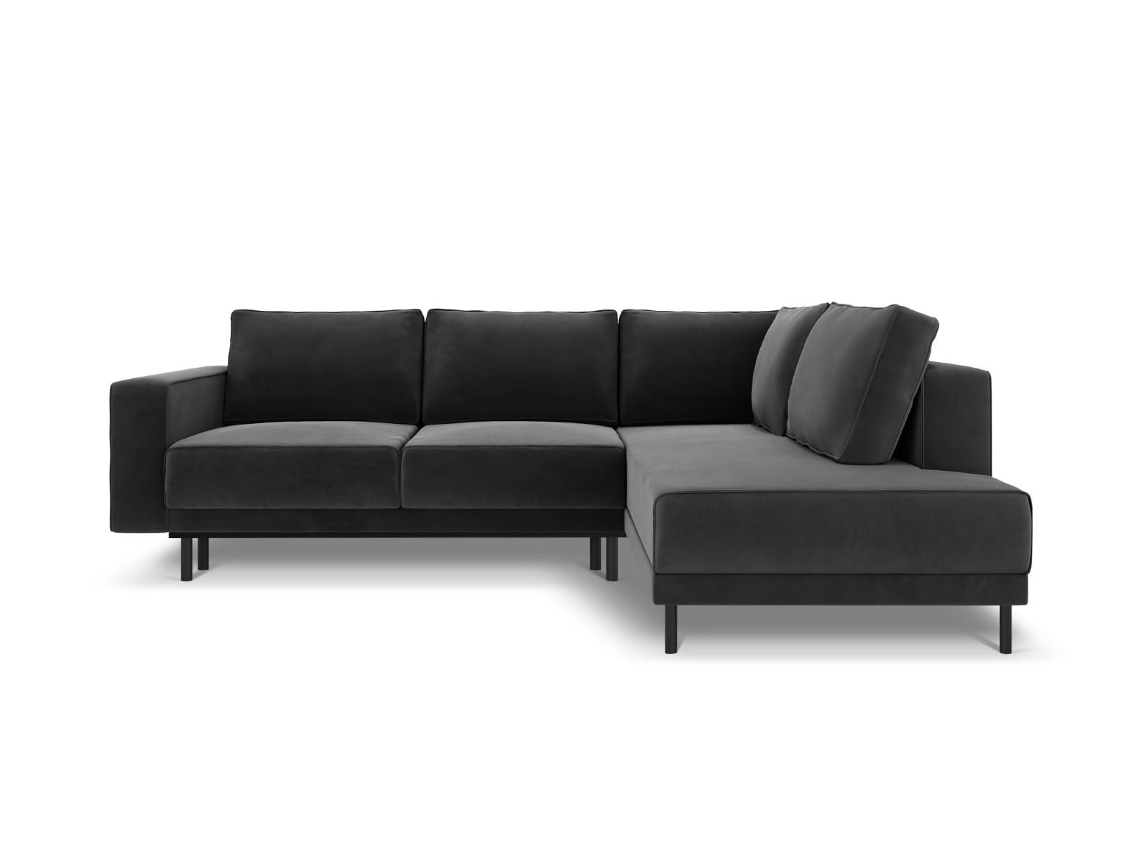 AUSKLAPPBARES-ECKSOFA rechts Caro aus Samt grau 5 Sitzplätze - Grau, Textil (187/247cm) - Micadoni