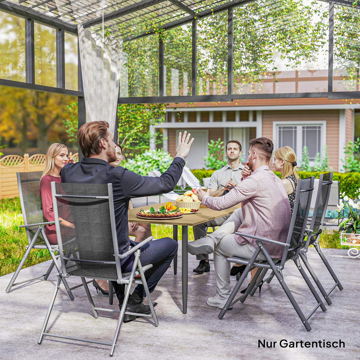 GARTENTISCH rechteckig 150/90/73 cm Braun - Braun, Metall (150/90/73cm) - Outsunny