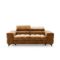 2-SITZER-SOFA PUDDING 209 cm Velours Hellbraun - Hellbraun/Schwarz, Holz/Textil (209/93/100cm) - Muffo