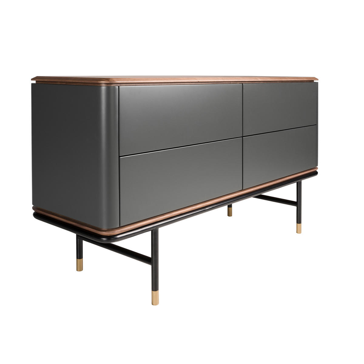 KOMMODE Rechteckig Dunkelgrau Walnuss Gold 140/45/80 - Dunkelgrau, Holzwerkstoff (140/80/45cm) - ANGEL CERDA