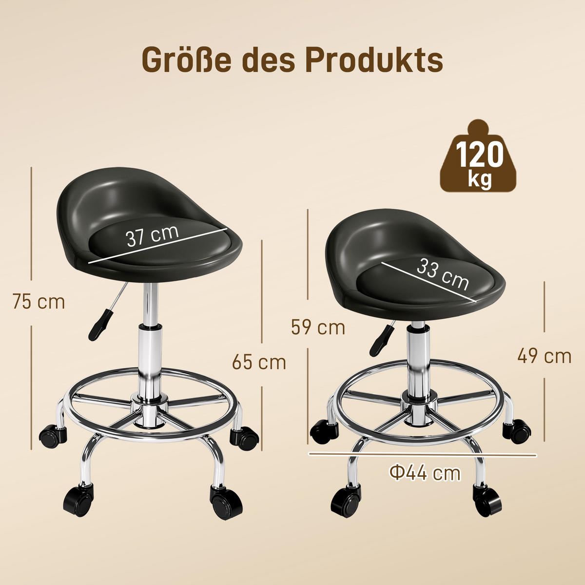 DREHHOCKER DE-09709 Schwarz - Schwarz, Metall (43/75/43cm) - ComfortXL