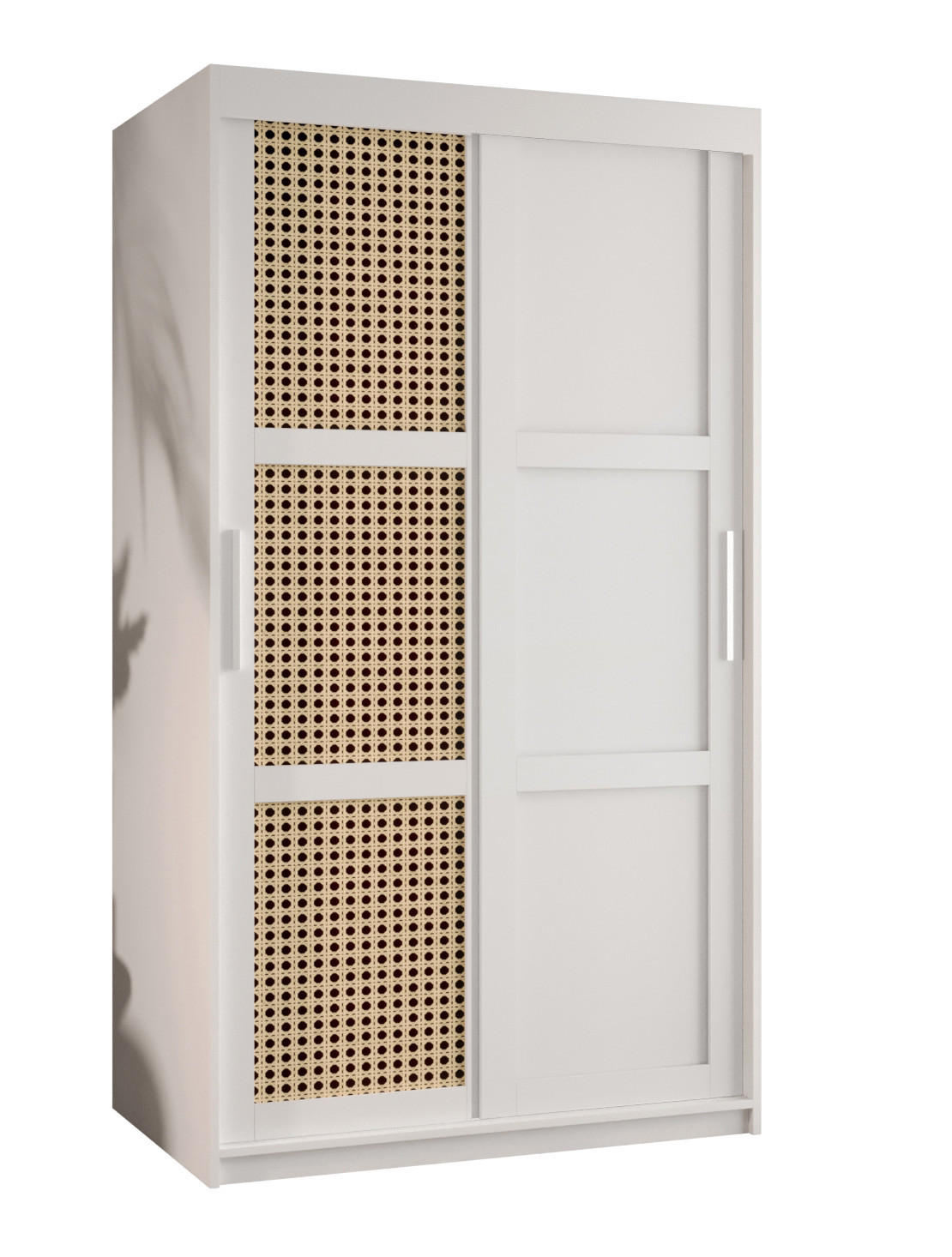 SCHWEBETÜRENSCHRANK 200/100/62 2-türig - Silberfarben/Weiß, Holz/Kunststoff (100/200/62cm) - MÖBEL KRYSPOL