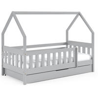 KINDERBETT Holzbett LUMBE, Hausform - Grau, Holz (80/190cm) - KONSIMO®