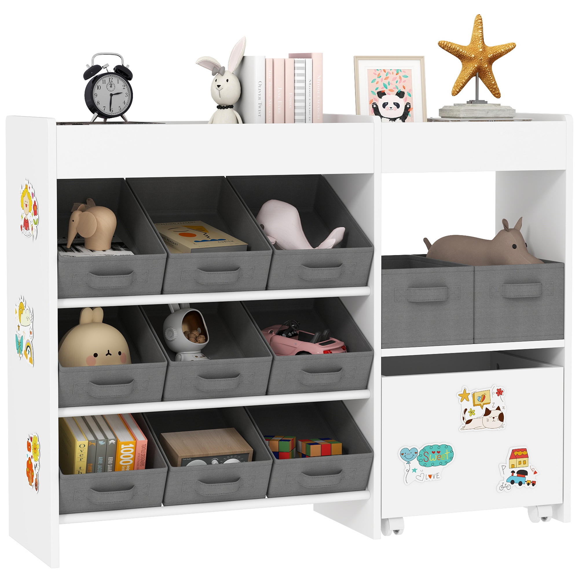 KINDERREGAL DE-17252 11 Aufbewahrungsboxen & Schrankfach Weiß - Weiß, Naturmaterialien (105/80/30cm) - ComfortXL