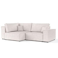 ECKSOFA AVION mit Schlaffunktion Hellbeige im Neve Stoff - Sandfarben/Schwarz, Holz/Holzwerkstoff (253/148cm) - AltaBeds