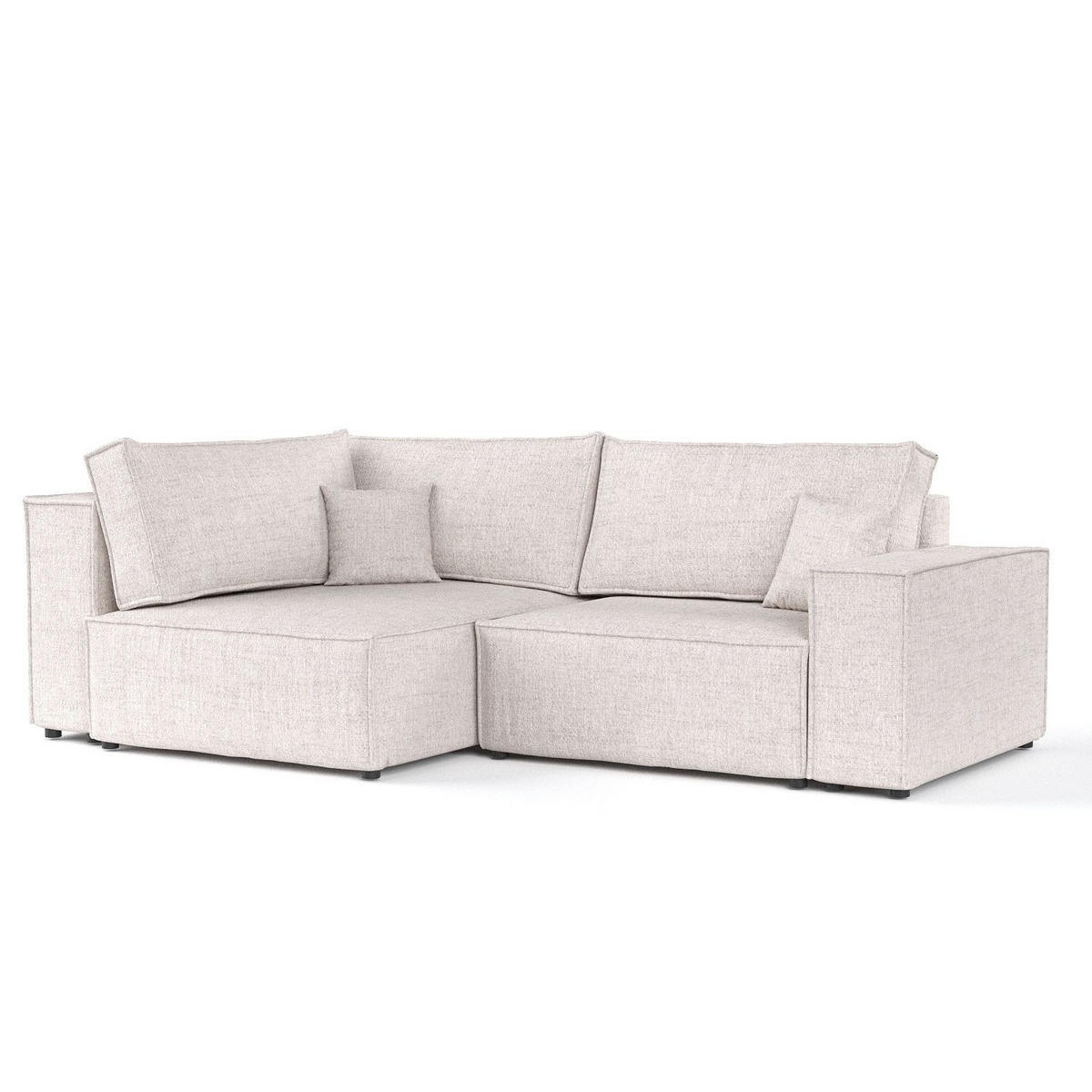 ECKSOFA AVION mit Schlaffunktion Hellbeige im Neve Stoff - Sandfarben/Schwarz, Holz/Holzwerkstoff (253/148cm) - AltaBeds