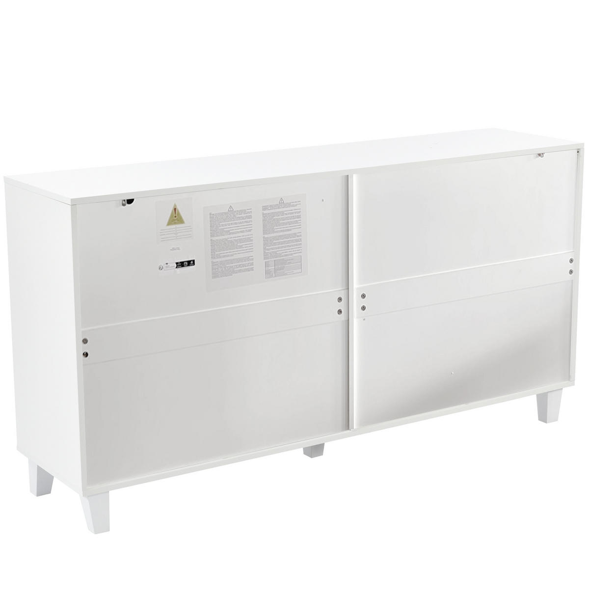 SKŘÍŇ na nádobí z MDF, 160/40/84 cm bílá se zrcadlovým povrchem a 4 dvířky - bílá, kompozitní dřevo (160/84/40cm) - BEAOK