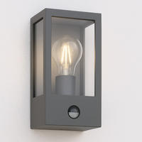 AUSSENWANDLEUCHTEE Schwarz E27 Bewegungsmelder PIR Klarer Diffusor IP44 - Schwarz, Metall (10.5/22/11cm) - CGC Europe