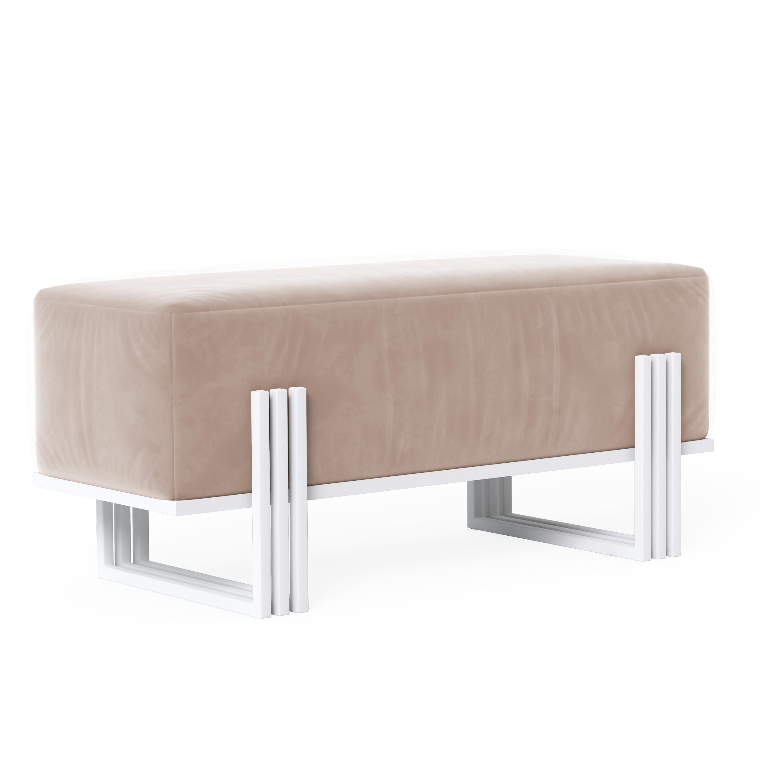 POLSTERBANK TEO 80 cm Weiß / Beige ,Metallgestell - Beige, Metall (80/47/35cm) - Idohome