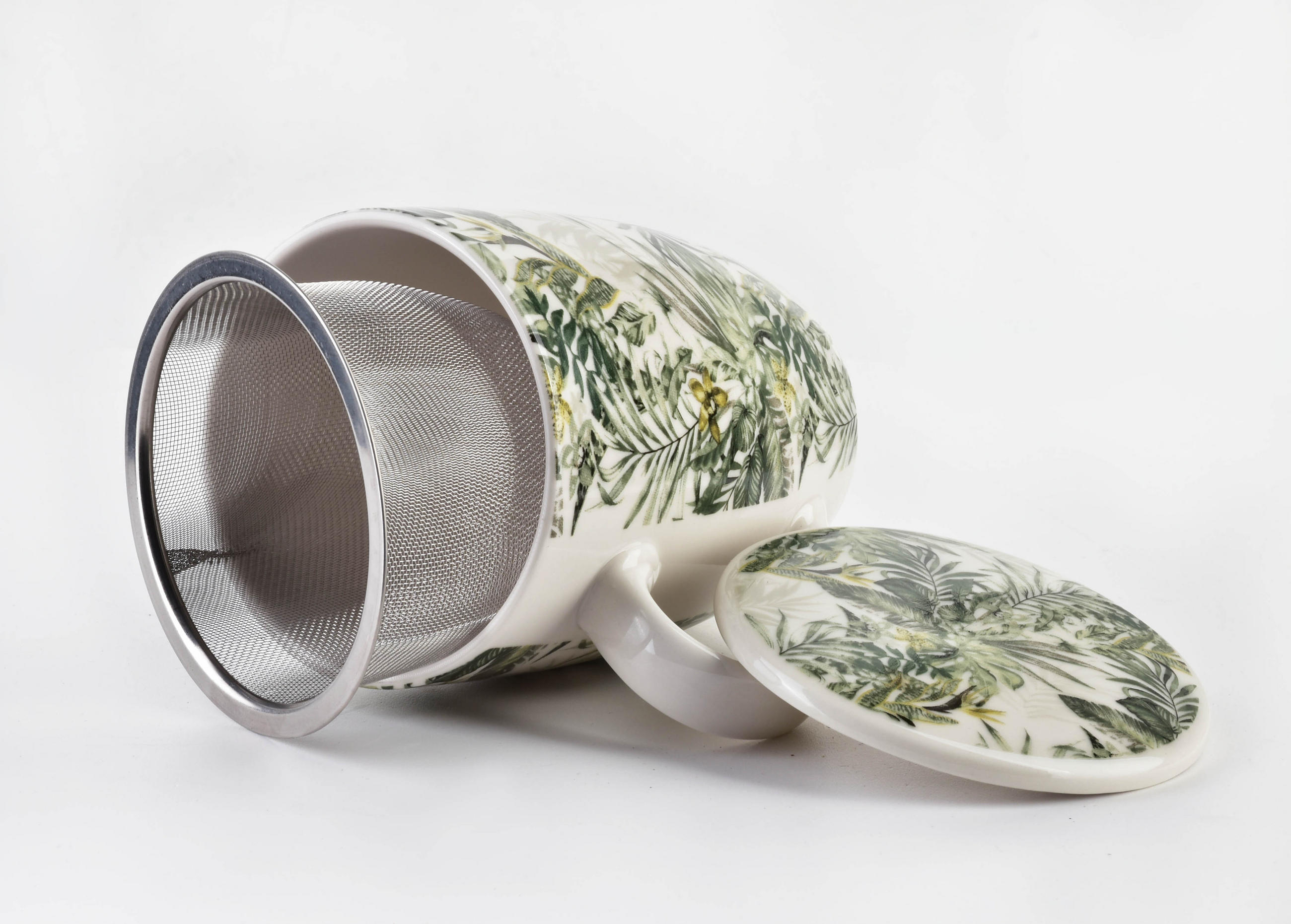 BECHER mit SIEB und Deckel Eddy - Dunkelgrün, Keramik (0.32L) - Mondex