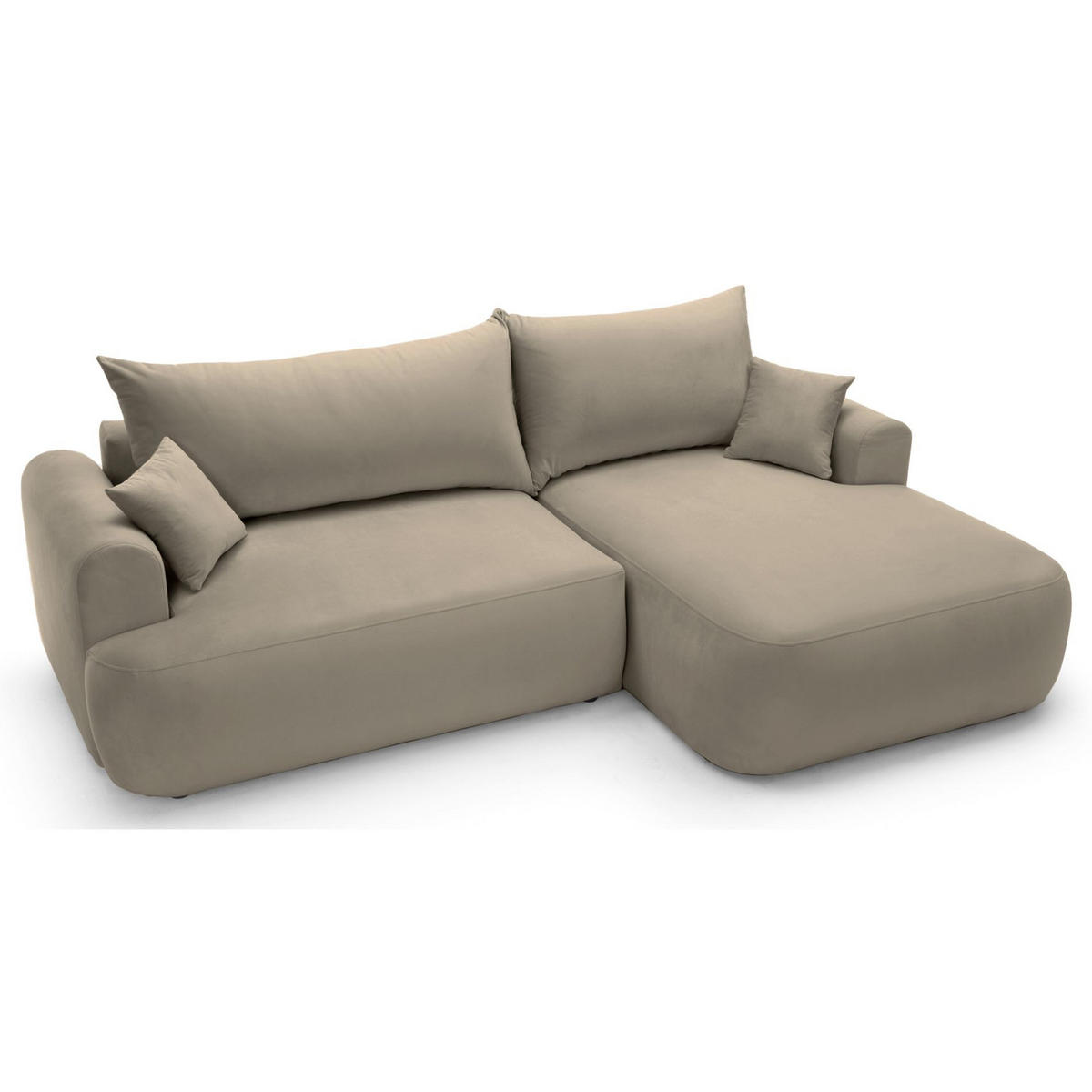 ECKSOFA Ovo Grau-Beige mit wasserabweisendem Samtbezug - Taupe/Schwarz, Kunststoff/Textil (260/165cm) - Selsey