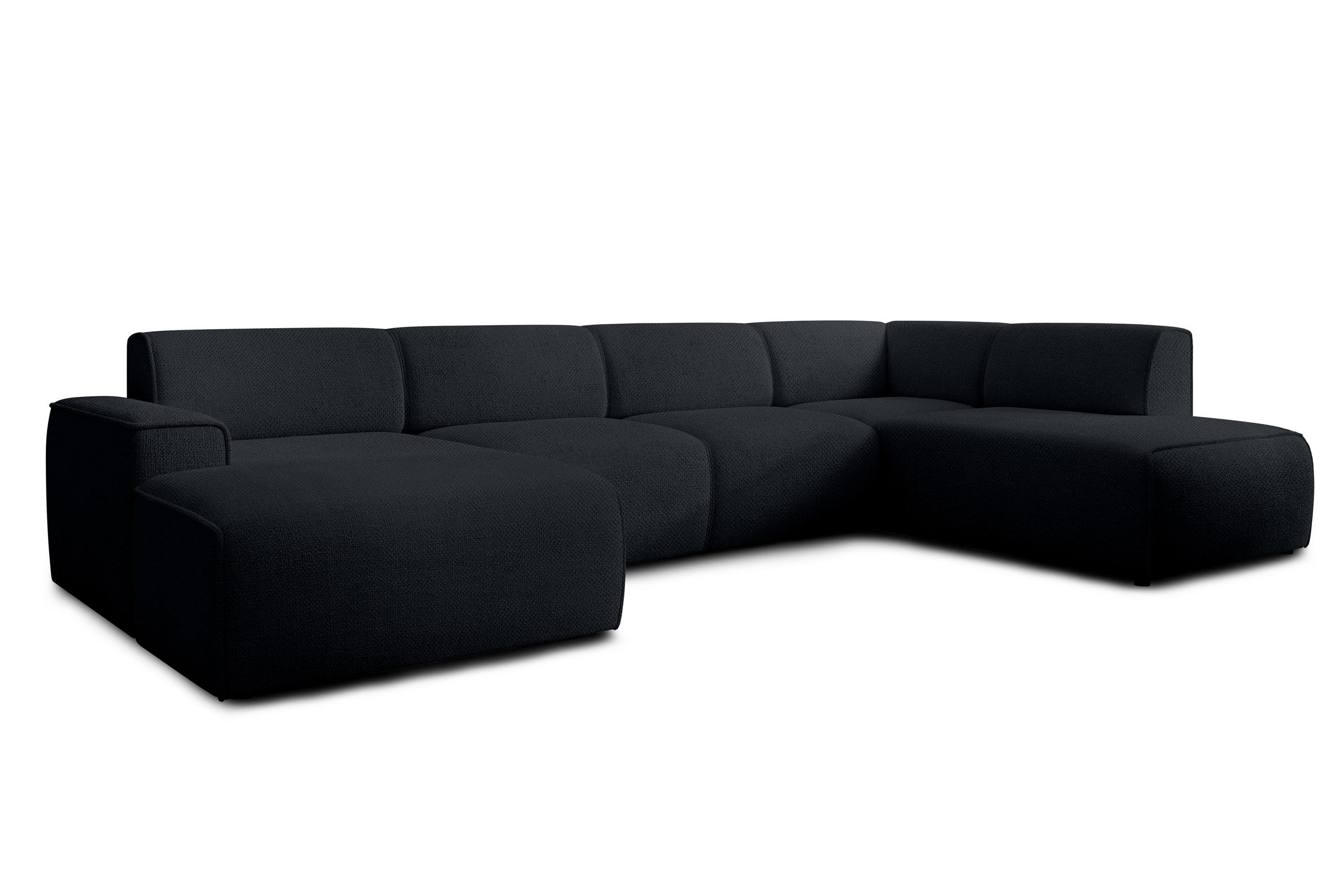 WOHNLANDSCHAFT Didim Schwarz 378/220/78 cm – großes Sofa stilvoll & bequem R - Schwarz, Kunststoff/Textil (378/78/220cm) - AX Living