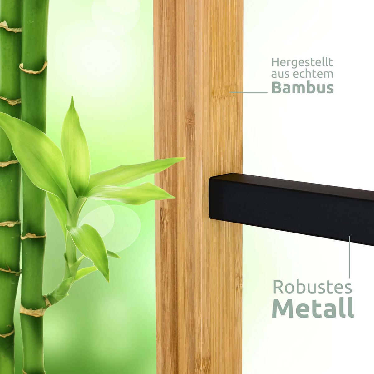 GETRÄNKEKISTENREGAL inkl. Ablage - Bambus / Schwarz - 2 Kisten - Naturfarben, Holz (56/71/32cm) - holz4home