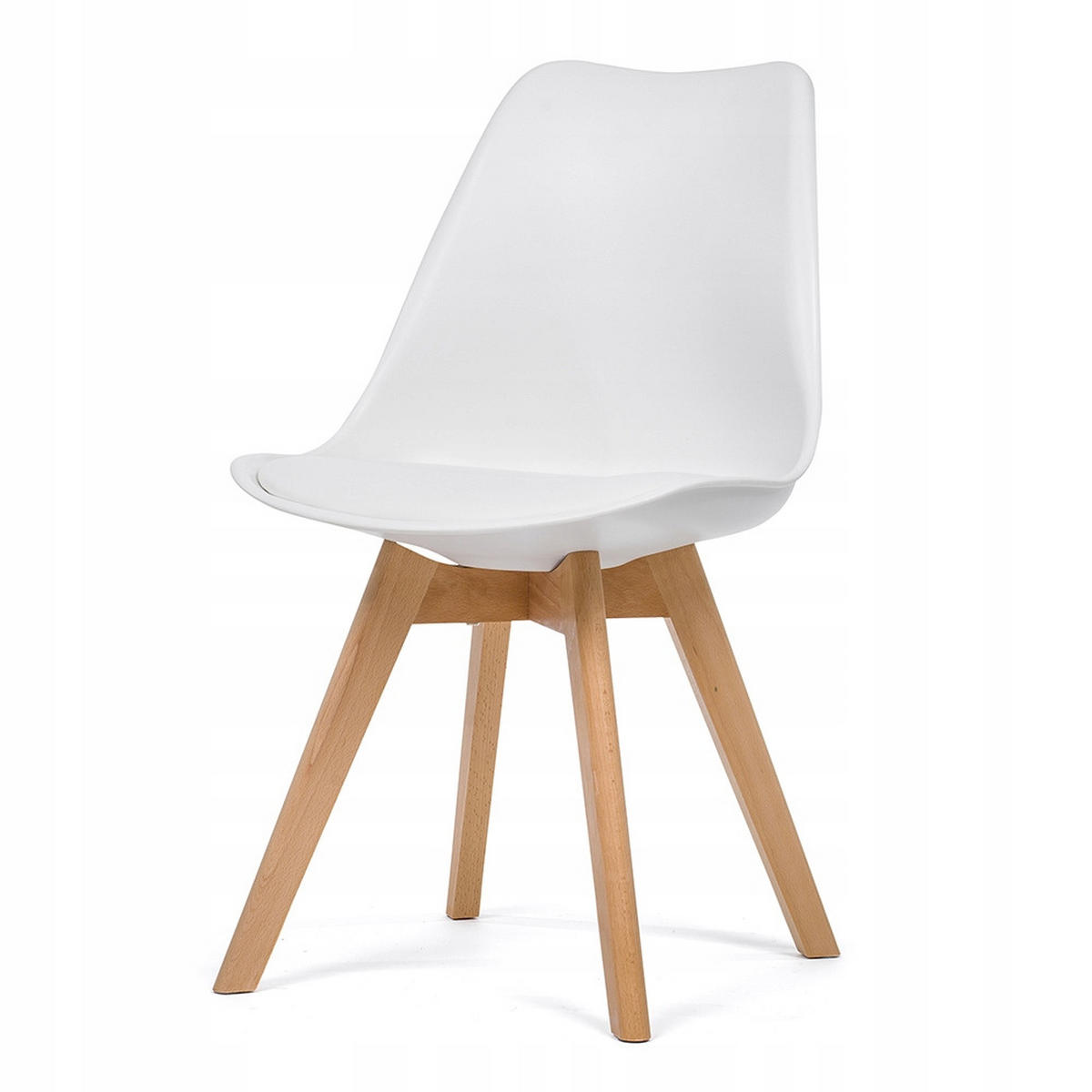 STUHL skandinavisch Dublin weiß mit Kissen - Weiß/Naturfarben, Holz/Kunststoff (49/83/54cm) - NEW HOME