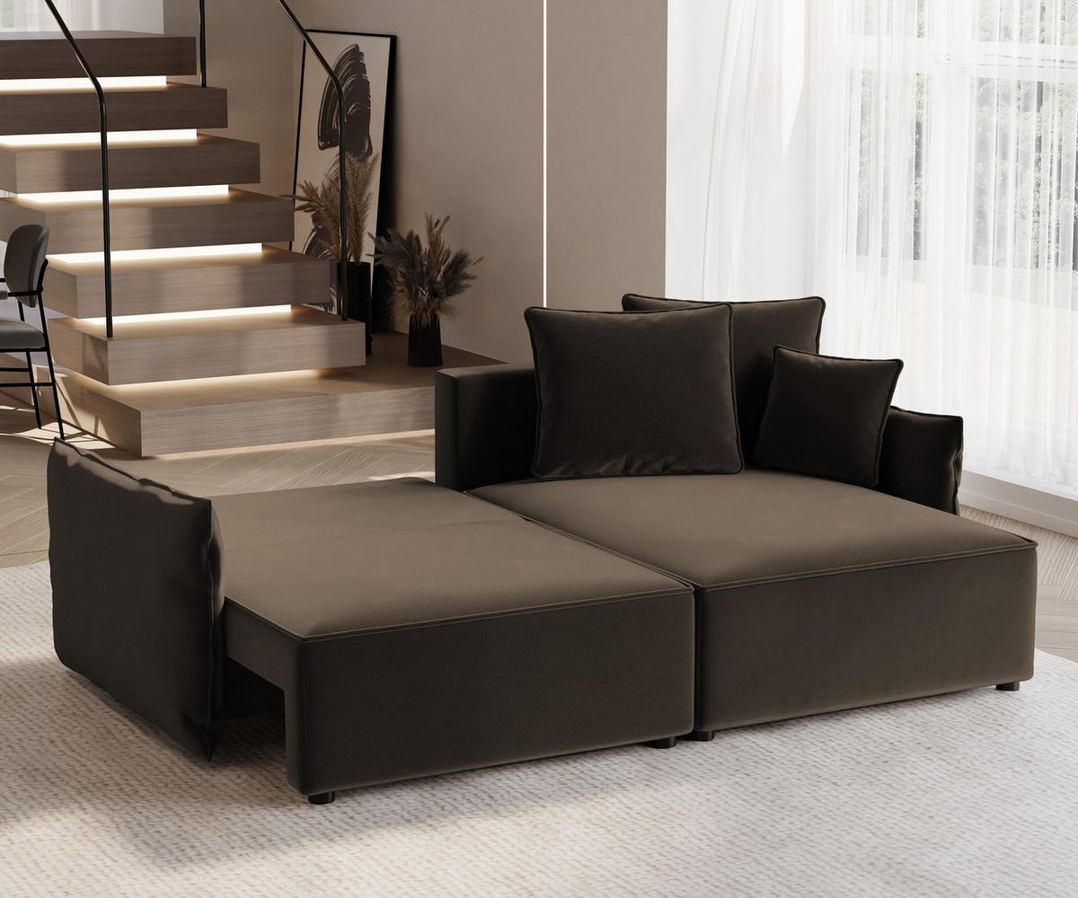 ECKSOFA LEON mit Schlaffunktion und Bettkasten Braun - Braun, Holzwerkstoff/Kunststoff (250/90cm) - Idohome