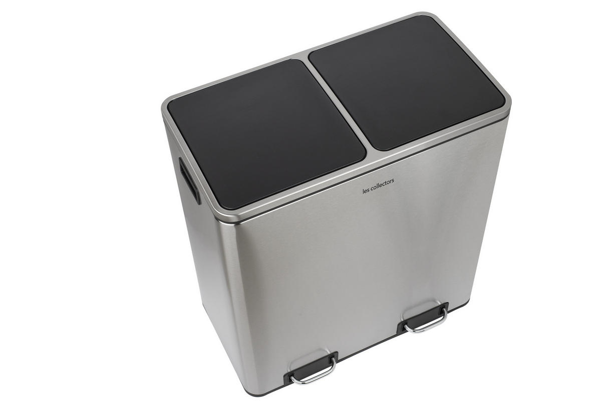 RECYCLINGMÜLLEIMER 60L, 2x30L Behälter- Edelstahl N°904 - Silberfarben, Metall (58.5/65/36cm) - Les Collectors