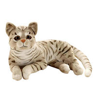 KUSCHELTIER Katze Lebensecht 36 cm Graue Streifen - Grau, Textil (15/36cm)