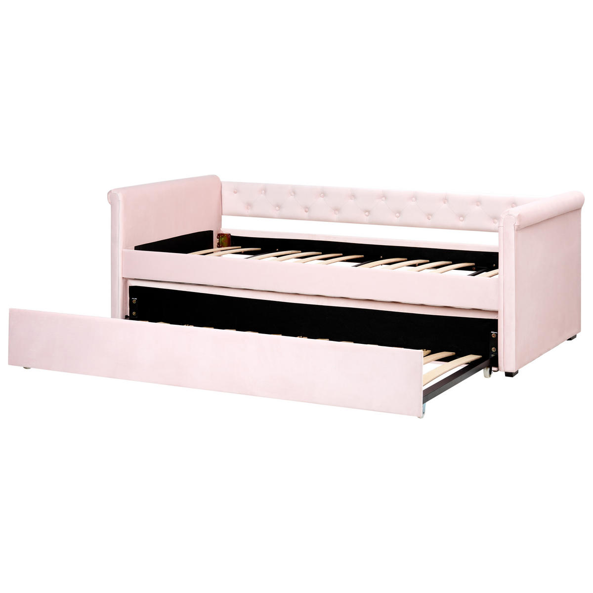 TAGESBETT Rosa 90-200 cm Libourne - Pink, Holz/Textil (90/200cm) - Beliani