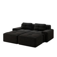 2-SITZER Sofa mit 74 cm Tiefsitz, bodennahes Design, Cordbezug und montagefrei, Schwarz - Schwarz, Textil (204/69/177cm) - Redom