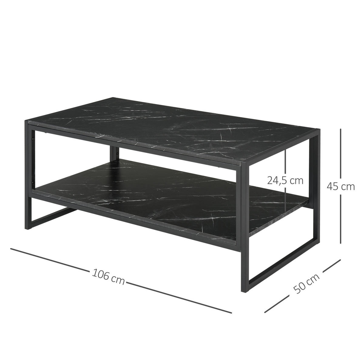COUCHTISCH Schwarz 106/50/47 cm - Schwarz, Holz (50/106/47cm) - PANGIVO
