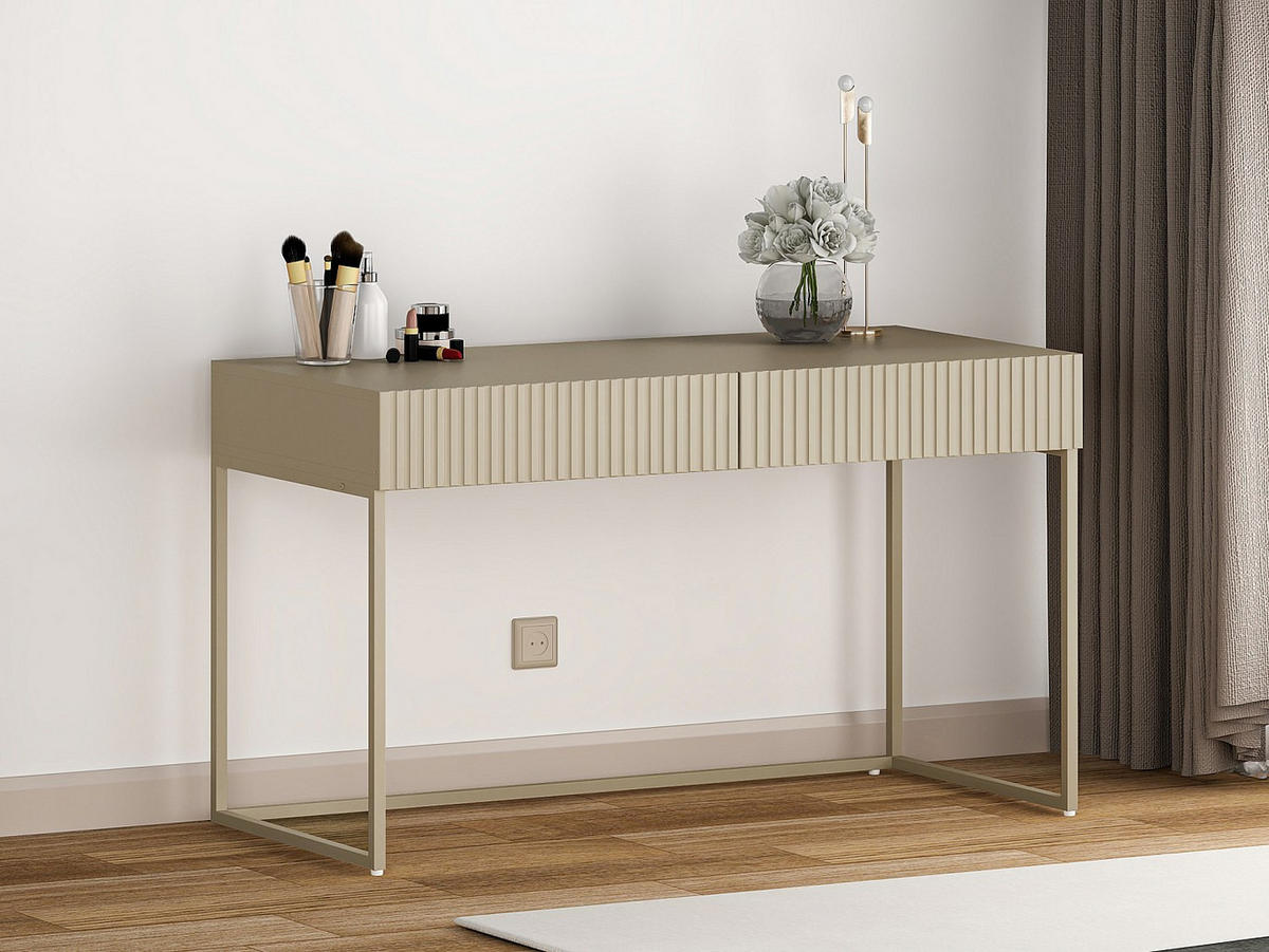 SCHREIBTISCH mit 2 Schubladen - Beige - CALDRIN - Beige, Holz (60/130/75cm) - Vente-Unique