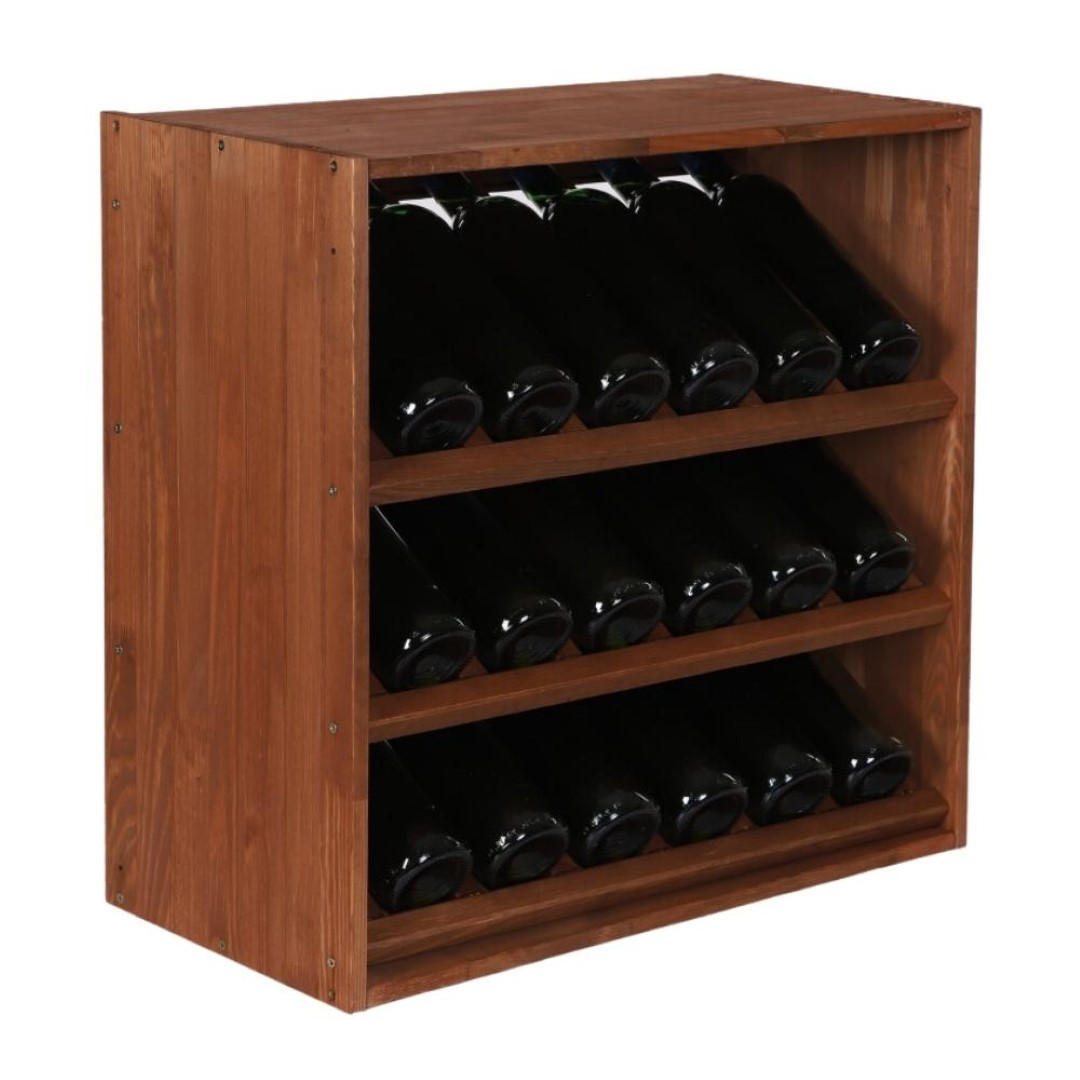 WEINREGAL Vincellar Mod 60x60x30 cm Schräg Modul Für 18 Flaschen Massives Kiefernholz Braun Geölt - Braun, Holz (60/60/30cm) - PROREGAL