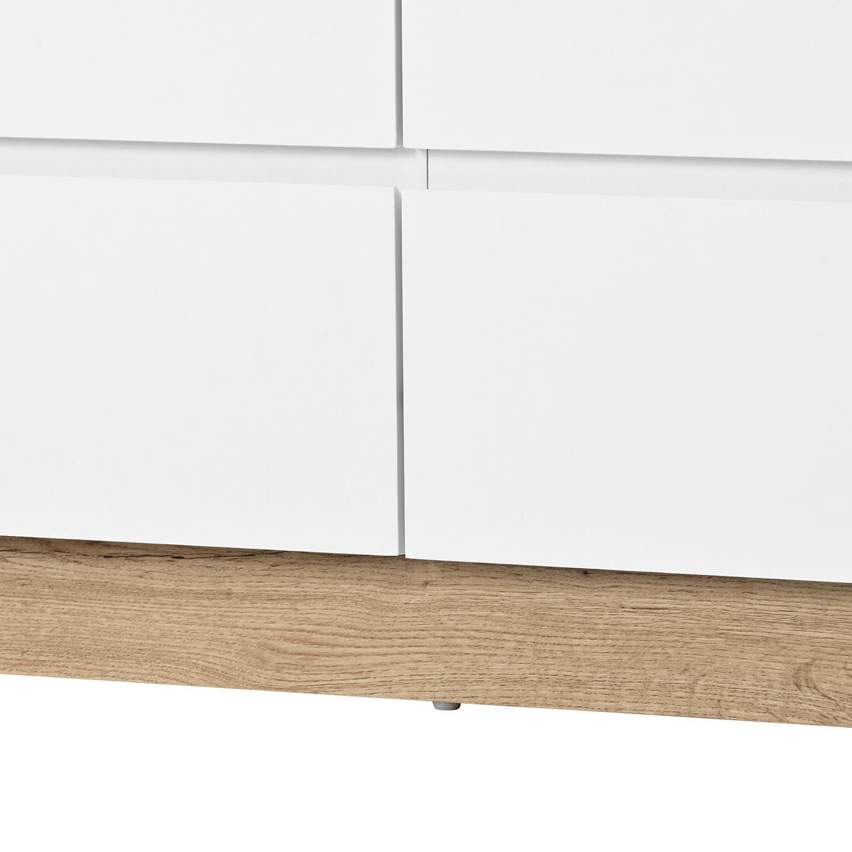 SIDEBOARD in Weiß und Eiche Kommode mit 6 Schubladen und Schließfach für Schlafzimmer und Wohnzimmer, B110/T40/H67.5cm - Eichefarben/Weiß, Holzwerkstoff/Metall (110/67.5/40cm) - STILVORA