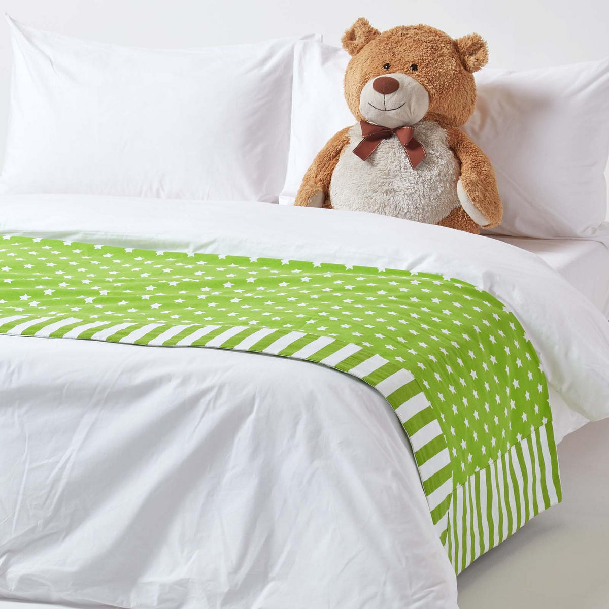 ÜBERWURF 150/200 cm, Sterne-Muster, 100% Baumwolle - Grün, Textil (150/200cm) - Homescapes