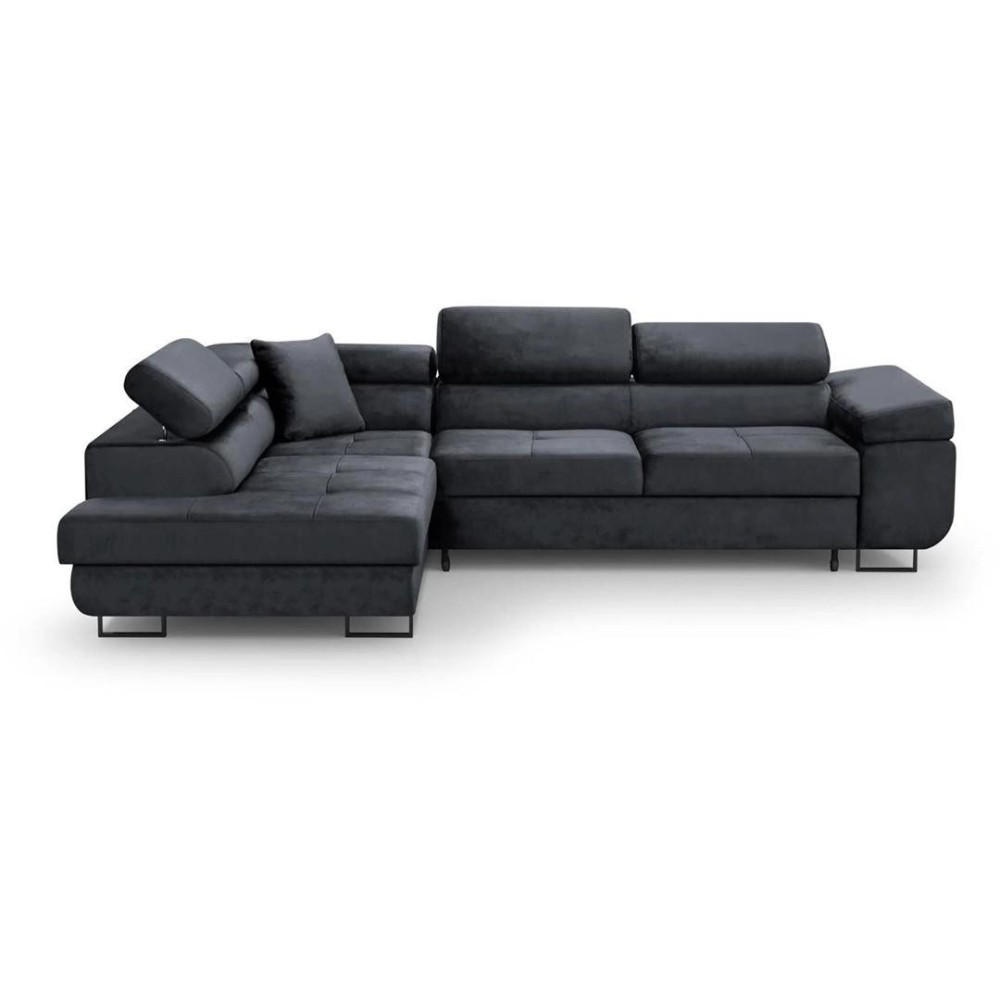 ECKSCHLAFSOFA Waldo verstellbaren Kopfstützen, Schwarz, links - Schwarz, Textil (275/203cm) - Beautysofa