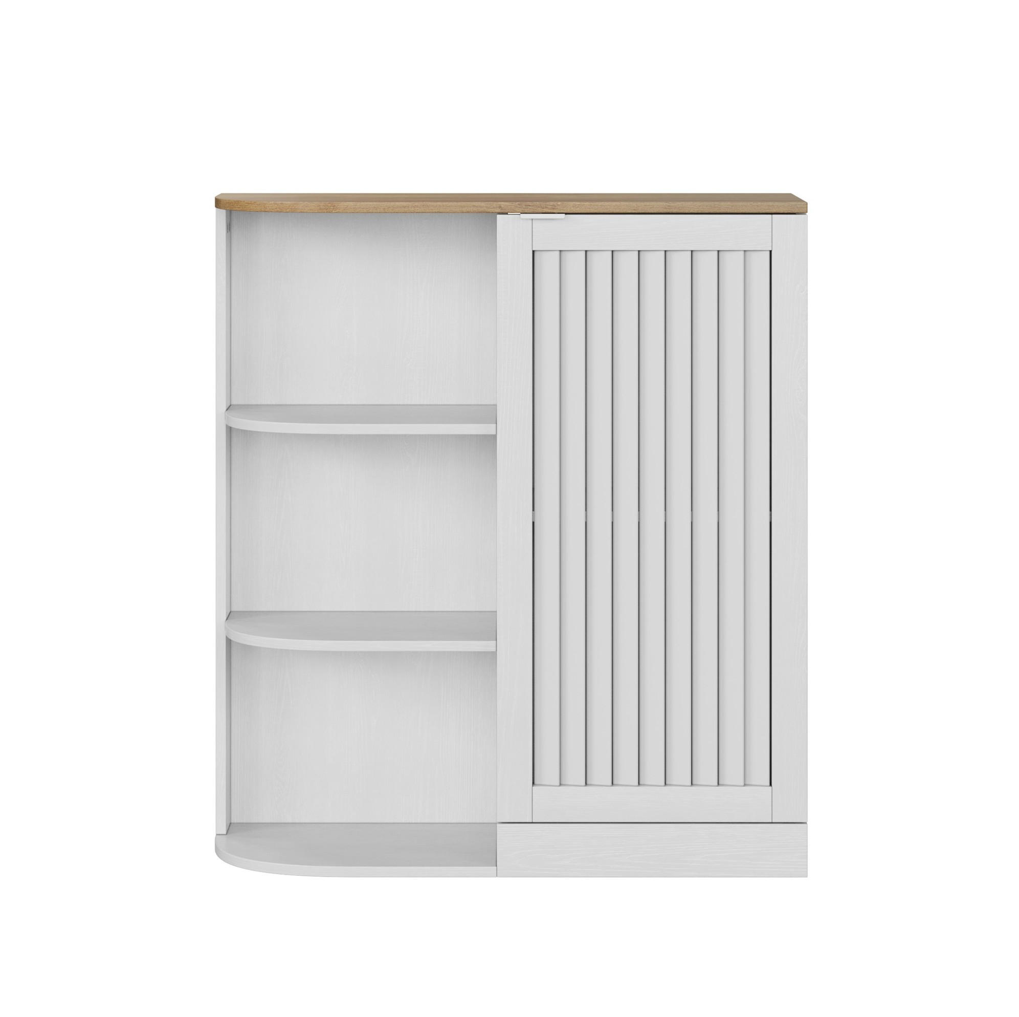 MIDISCHRANK 68/25/76 cm aus MDF mit verstellbaren Einlegeböden Weiß/Eiche - Weiß, Holzwerkstoff (68/76/25cm) - Modenvie