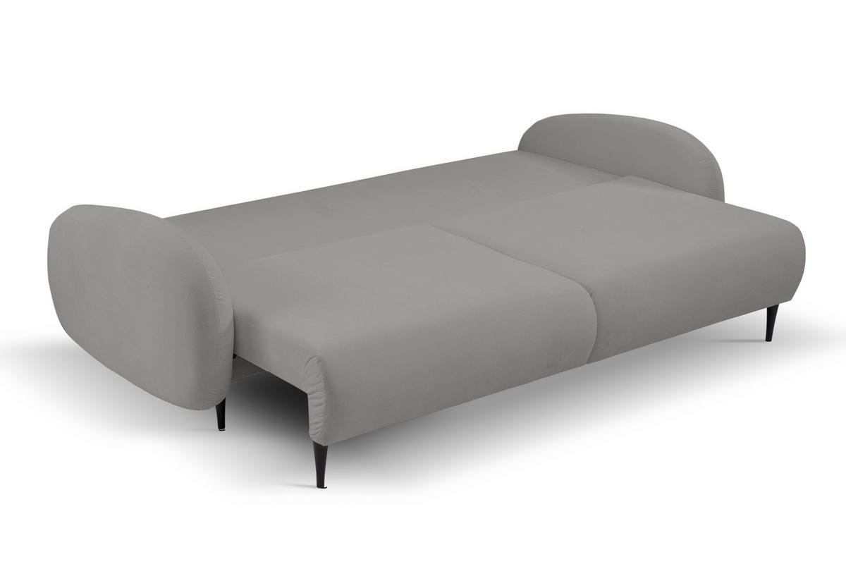 SOFA SOFT RunAgin Mit Schlaffunktion Und Bettkasten, PUR-Schaum, Schwarze Kunststofffüße, lose Rückenkissen, freistehend, 232x109x95 cm Grey - Grau, Holz/Textil (232/95/109cm) - DomoHome
