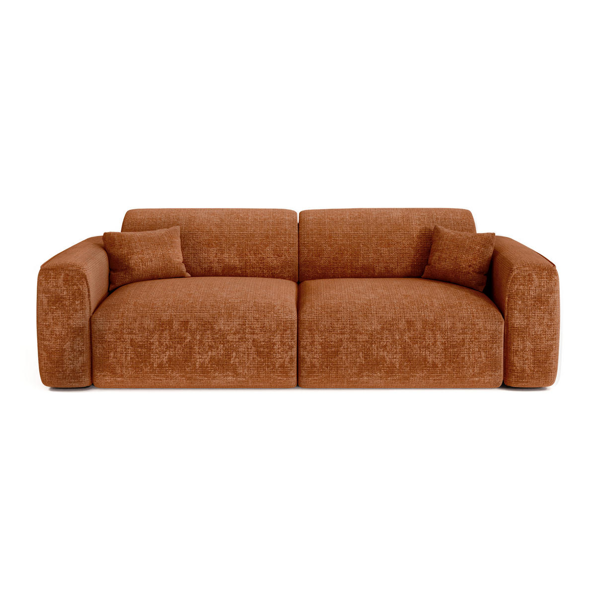 SCHLAFSOFA GERADE Geprägter Samt Terracotta 240cm - Dunkelorange/Terracotta, Textil (240/73/97cm) - Sia Home