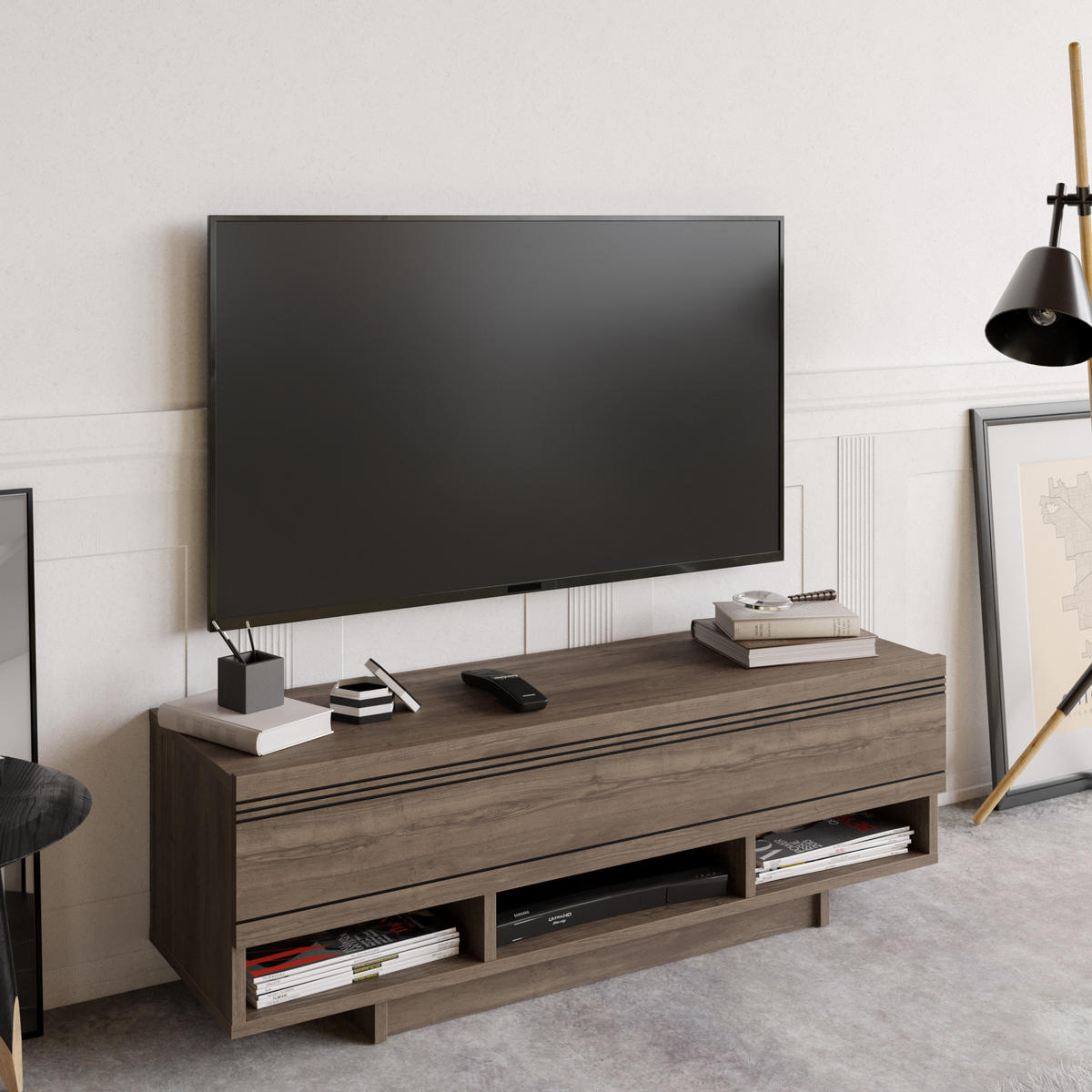 TV-ELEMENT Celestia Walnuss - Walnussfarben, Holzwerkstoff (120/40/33.5cm) - Decorotika