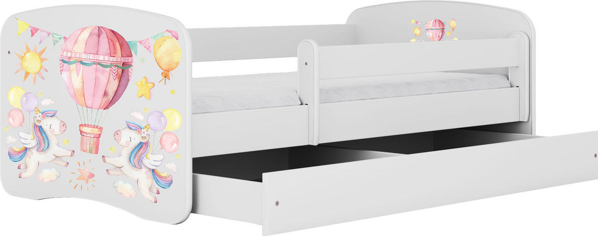 KINDERBETT Emily mit Schublade und Matratze, Weiß 70x140 cm - Hellrosa/Weiß, Holzwerkstoff (140/70cm) - WFL GROUP