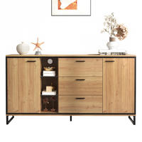 SIDEBOARD 160/40/85 cm mit 3 Schubladen, LED-Beleuchtung & Glas-Elementen - Naturfarben, Holzwerkstoff (160/85/40cm) - BEAOK