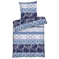 BETTWÄSCHE 135x200 Renforce aus 100% Baumwolle Bettbezug Kreise Muster Blau - Blau, Textil (135/200cm) - Carpe Sonno