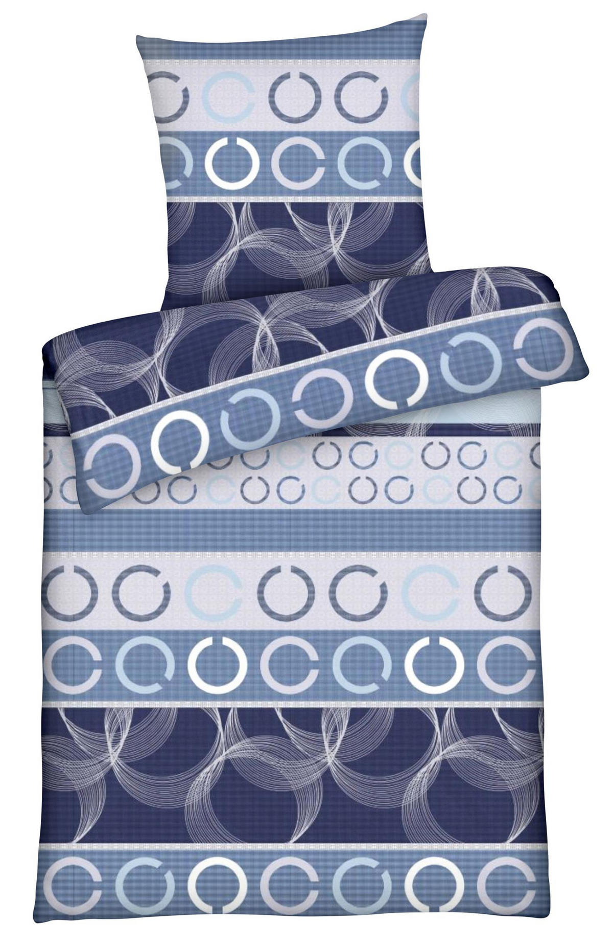 BETTWÄSCHE 135x200 Renforce aus 100% Baumwolle Bettbezug Kreise Muster Blau - Blau, Textil (135/200cm) - Carpe Sonno