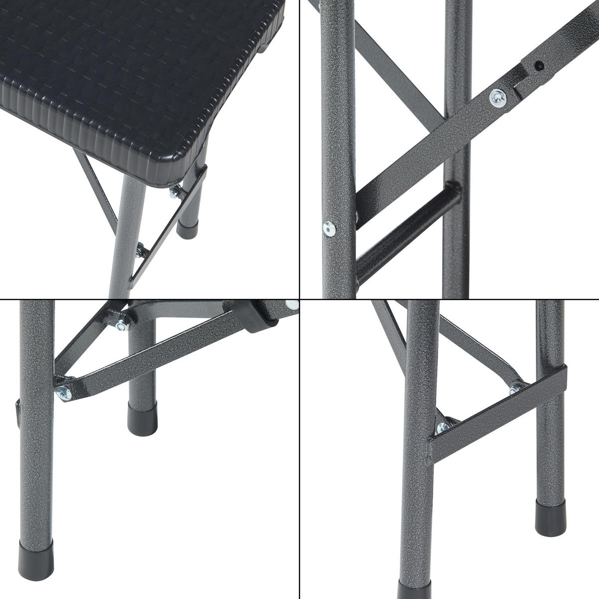 KLAPPBANK Mark - Schwarz, Kunststoff/Metall (180/43/25cm) - [en.casa]