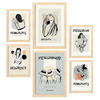 POSTER Set Mit 6 Schwarze Tinte Freundschaft Größe A3 & A4 Rahmen aus hellem Holz - Beige, Papier (29.7/1cm) - Nacnic