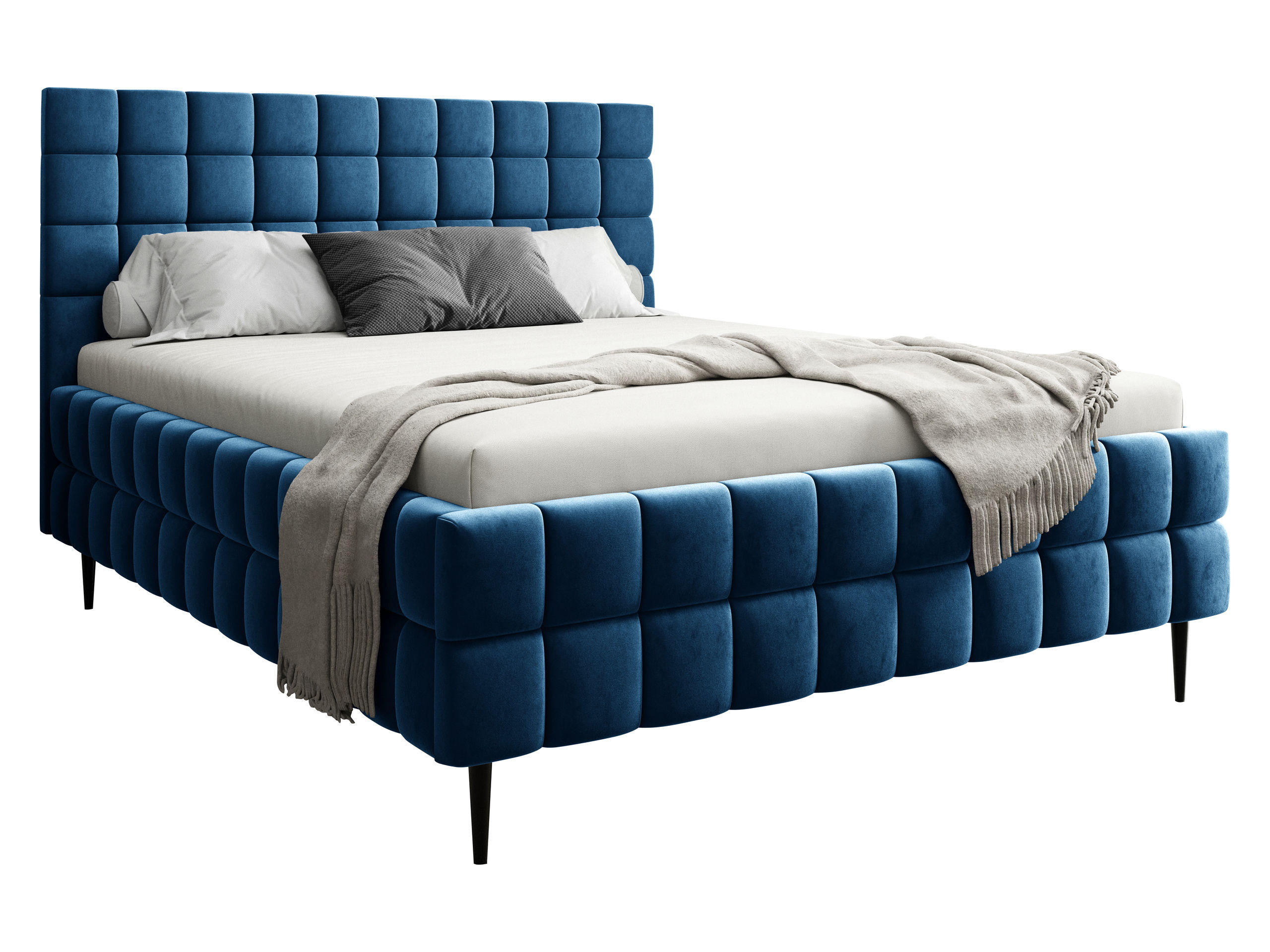 POLSTERBETT Ardea Leg - Blau/Schwarz, Holz/Textil (180/200cm) - MIRJAN24