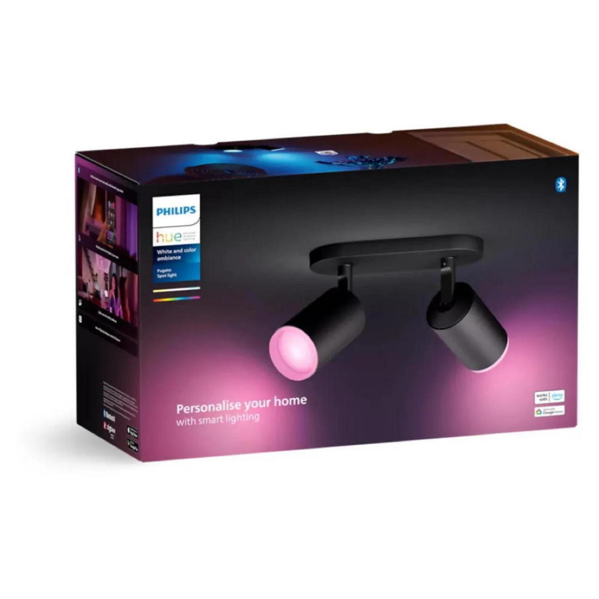 DECKENLEUCHTE Fugato Schwarz - Schwarz, Metall (3/3/15.3cm) - Philips HUE