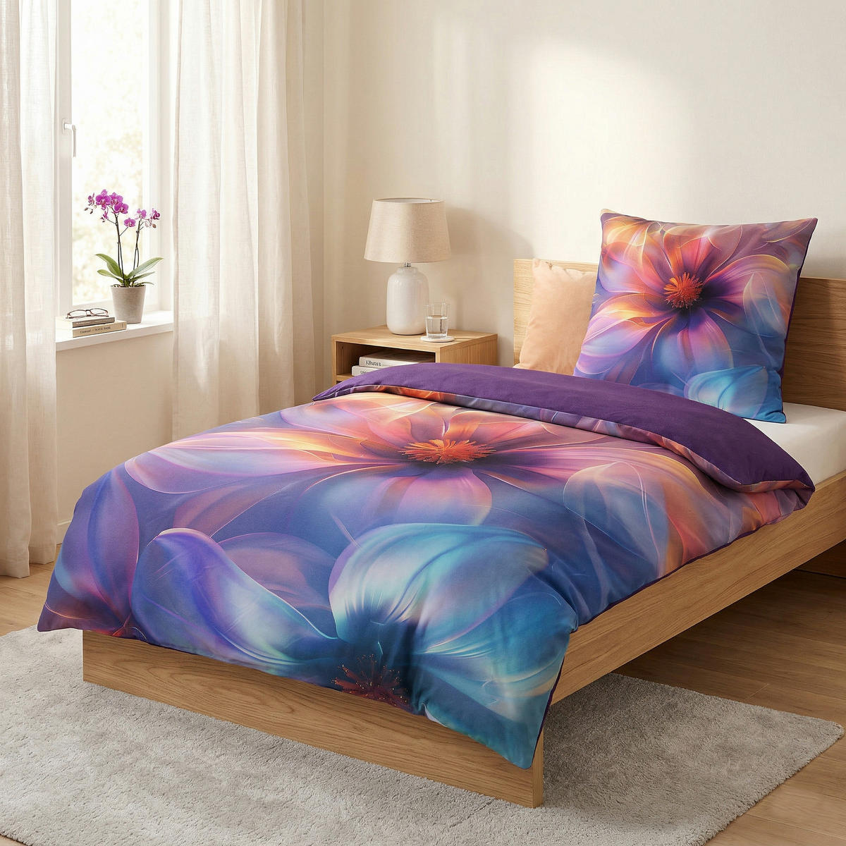 BETTWÄSCHE 4-teilig Nuvana - Schwarz, Naturmaterialien (135/200cm) - Sanilo