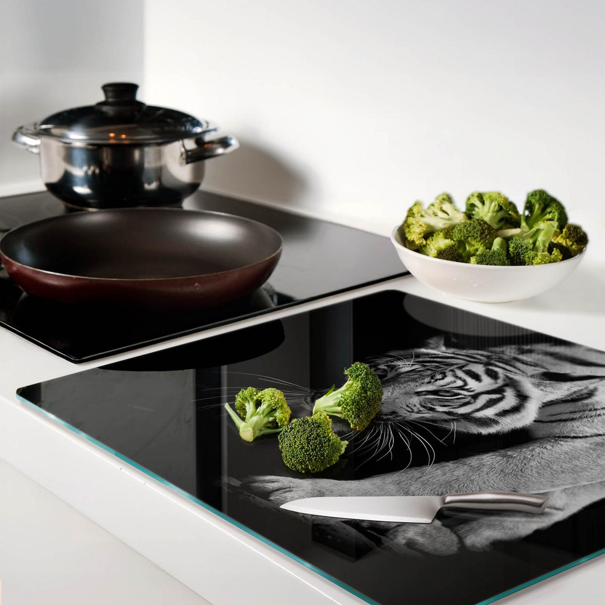 GLASPLATTE 60x52 cm Tiger - Schwarz/Braun, Glas (60/0.4/52cm) - TULUP