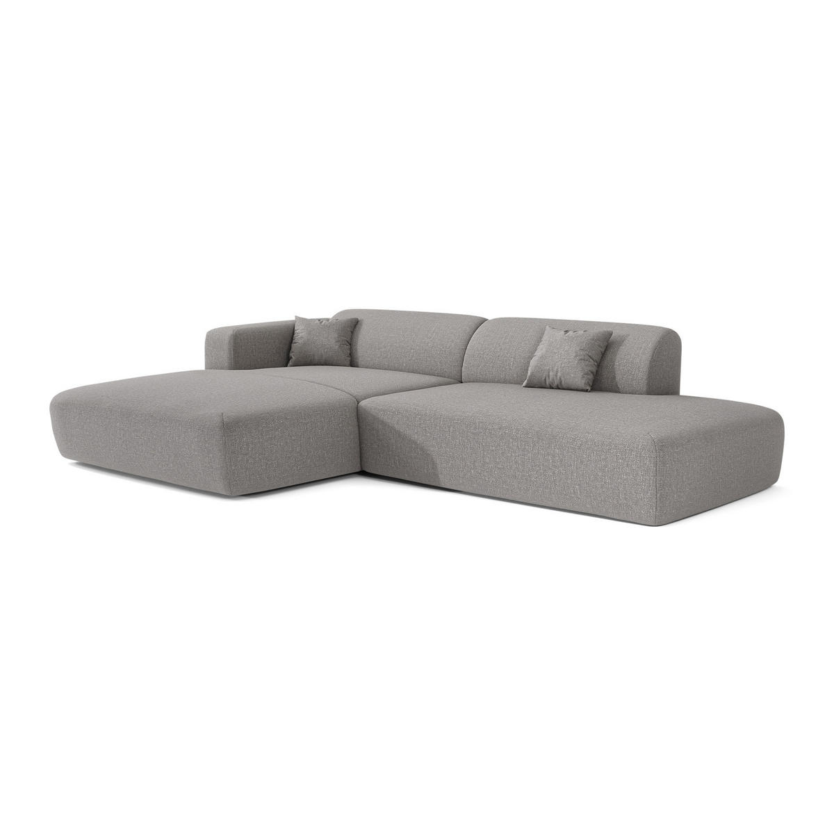 ECKSOFA LINKS Rastergewebe Hellgrau 310cm - Hellgrau/Grau, Textil (300/96cm) - Sia Home